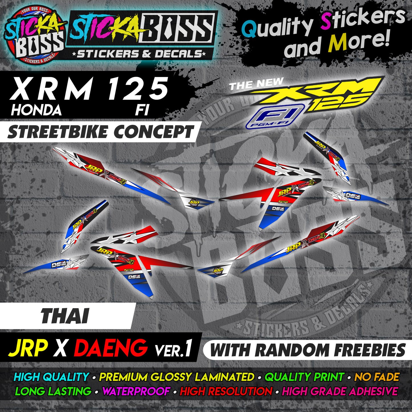 XRM 125 FI Decals - (JRP x DAENG VER.1) [STREET BIKE CONCEPT]【PREMIUM GLOSSY LAMINATED】