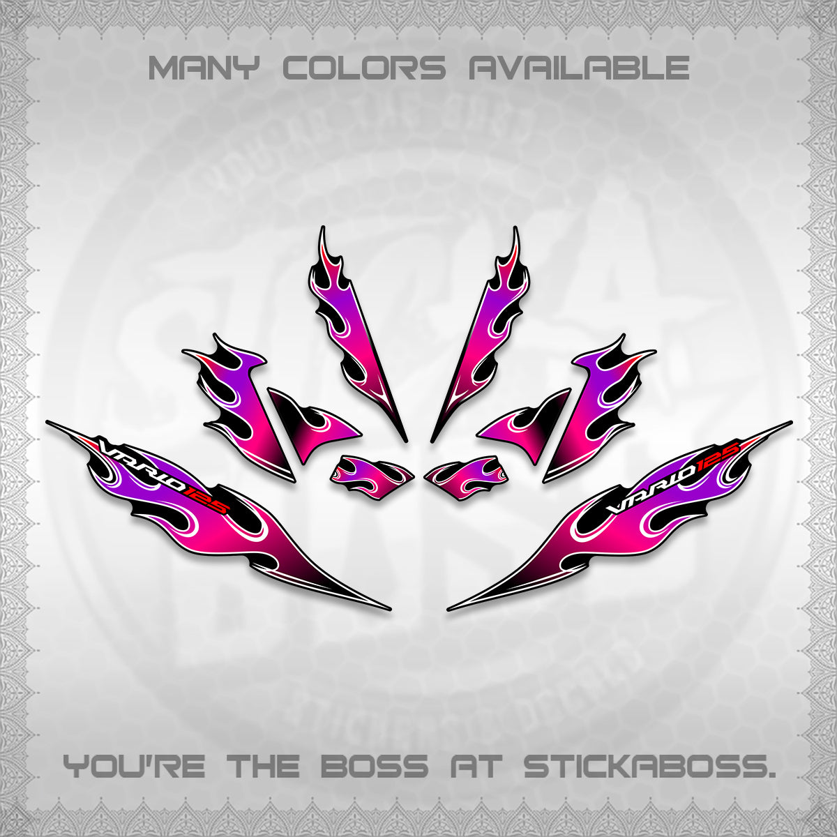 CLICK 125 V4 VARIO DECALS (2026 MOTIF FLAME 2 TONE)STICKER DECALS By STICKABOSS