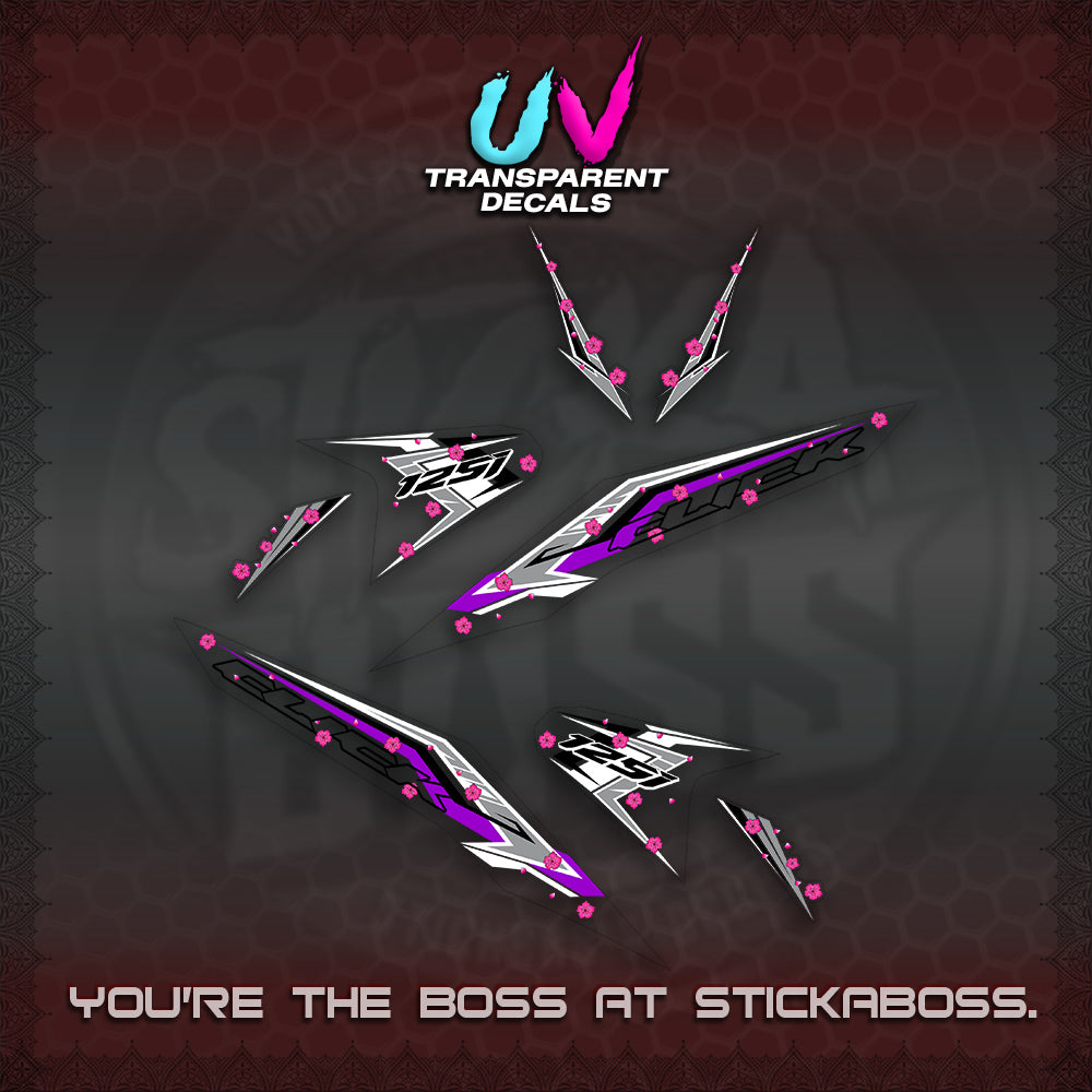CLICK V2 UV TRANSPARENT VARIO DECALS (MOTIF POLET SAKURA DESIGN)STICKER DECALS By STICKABOSS