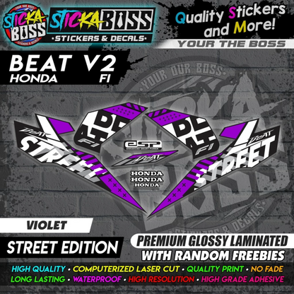 Honda Beat Fi V2 Stock Decals (Street Edition)【PREMIUM GLOSSY LAMINATED】