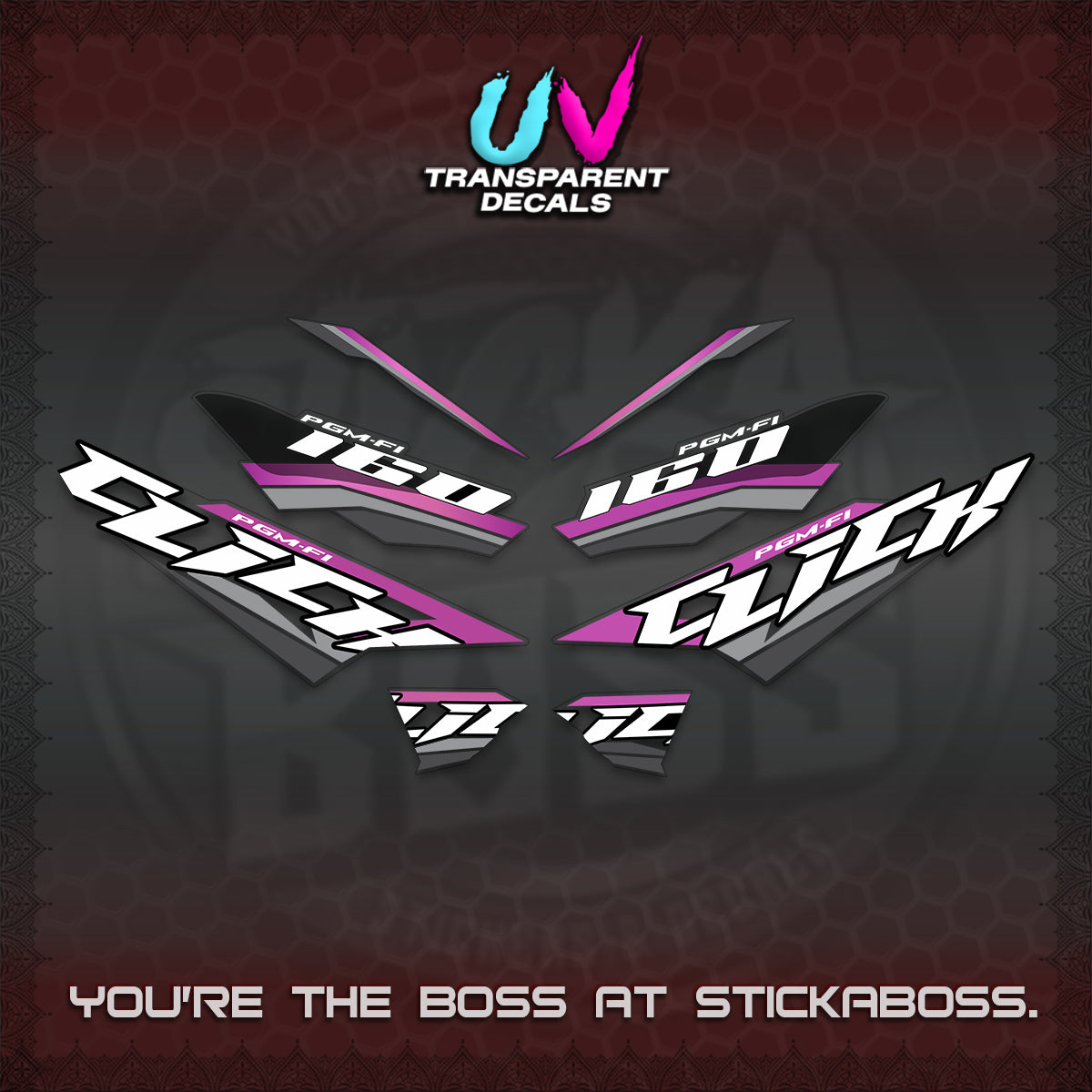 CLICK 160 STRIPING UV TRANSPARENT DECALS (SPORTS RACE STRIPES 01) STICKER KITS BY STICKABOSS
