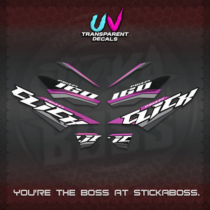 CLICK 160 STRIPING UV TRANSPARENT DECALS (SPORTS RACE STRIPES 01) STICKER KITS BY STICKABOSS