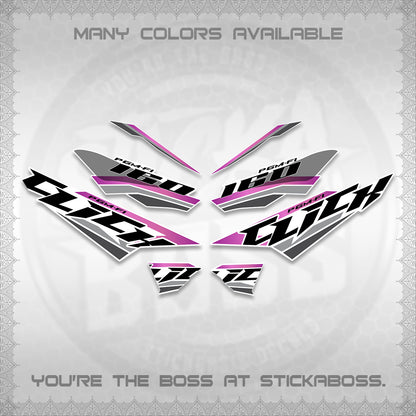 CLICK 160 STRIPING FOR WHITE DECALS (SPORTS RACE STRIPES 01) STICKER KITS BY STICKABOSS