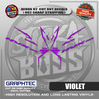 AEROX V2 CUT OUT DECALS ( 002 SHARP STRIPPING ) | VINYL WATERPROOF CUT-OUT STICKER DECALS