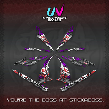 AEROX 155 V1 UV TRANSPARENT DECALS (2026 NEW RCB 2.0 DESIGN) STICKER KITS BY STICKABOSS