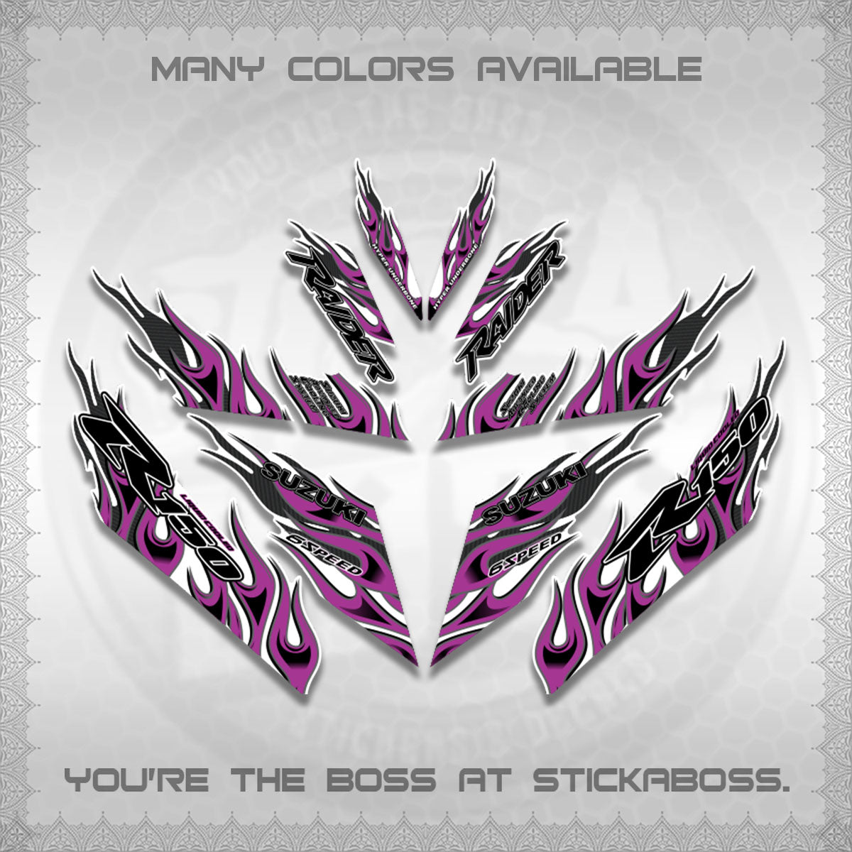 RAIDER 150 Fi FOR WHITE DECALS (API TERBARU VIRAL ELEGAN)STICKER DECALS BY STICKABOSS