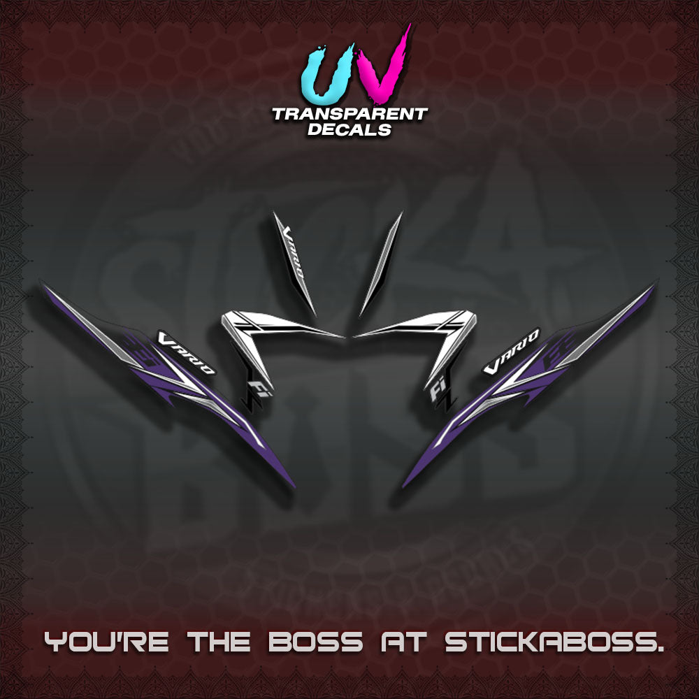 【PREMIUM UV PRINT】TRANSPARENT CLICK V2  VARIO DECALS(2026 CUSTOM 001 DESIGN)By STICKABOSS