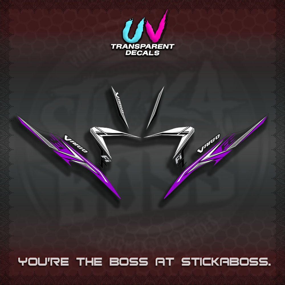 【PREMIUM UV PRINT】TRANSPARENT CLICK V2  VARIO DECALS(2026 CUSTOM 001 DESIGN)By STICKABOSS