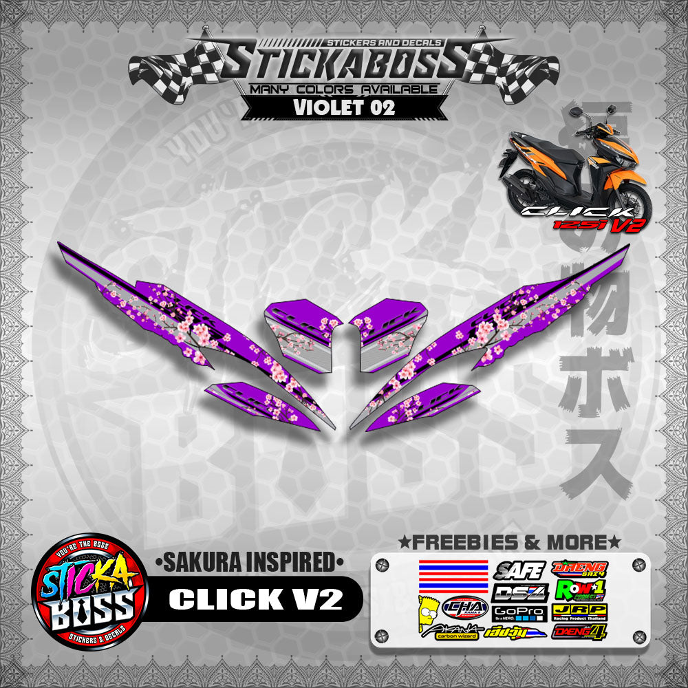 CLICK V2 STICKER DECALS ( SAKURA INSPIRED )【WITH FREEBIES】