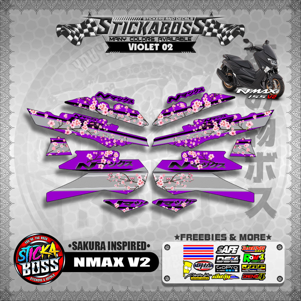 NMAX V2 STICKER DECALS ( SAKURA INSPIRED )【WITH FREEBIES】