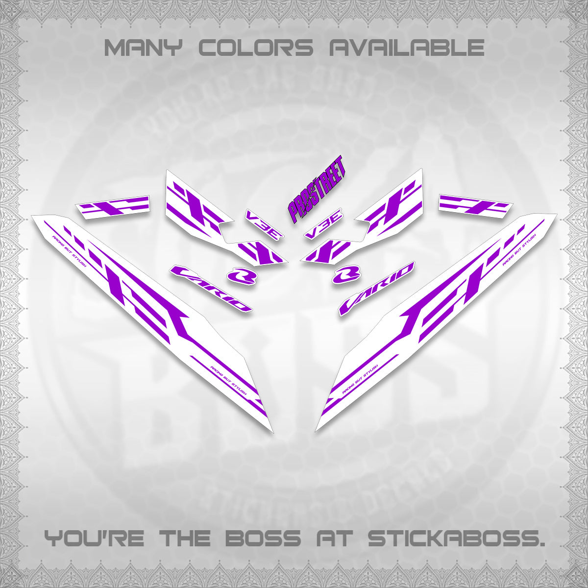 CLICK V3 FOR WHITE VARIO DECALS (2026 V3E 001 DESIGN)STICKER DECALS By STICKABOSS