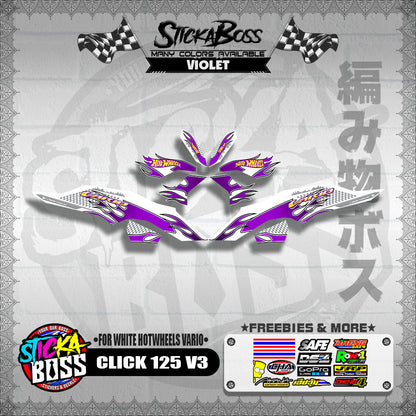 CLICK 125 V3 DECALS ( FOR WHITE HOTWHEELS VARIO )【WITH FREEBIES】