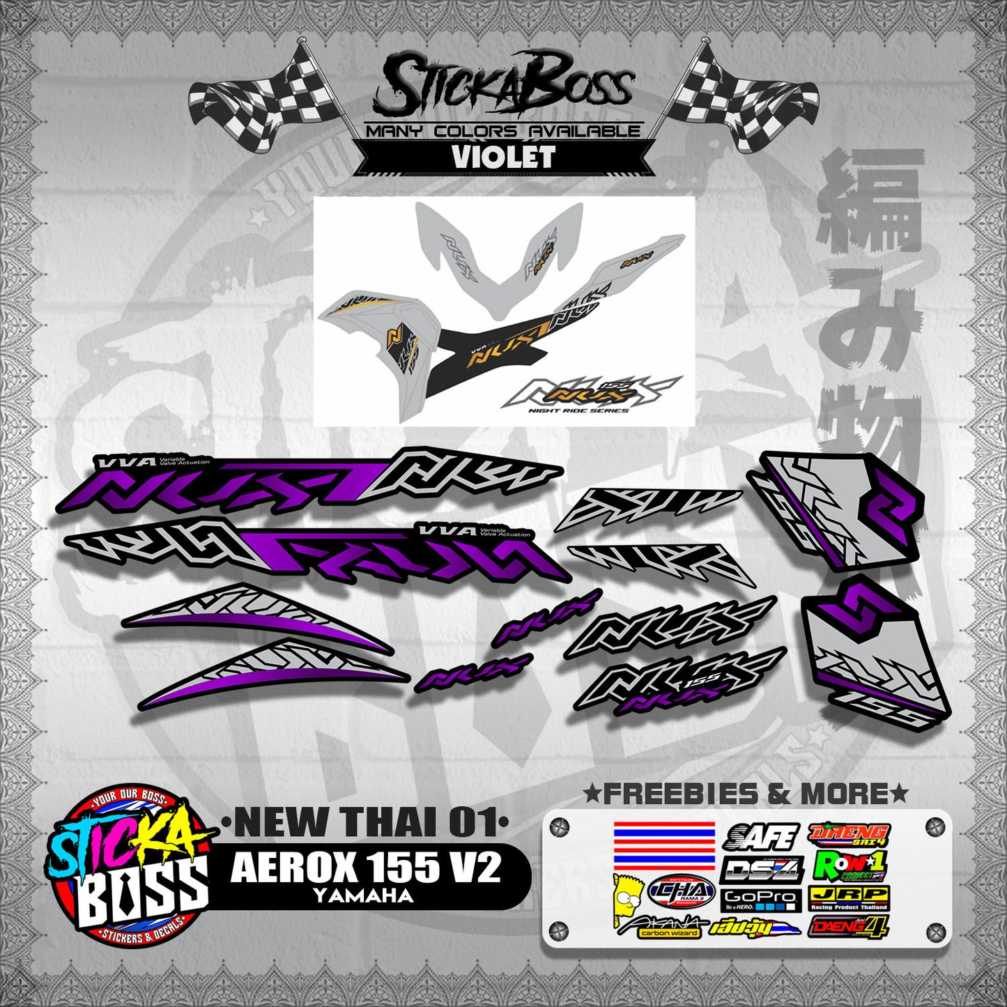 AEROX 155 V2 DECALS ( NEW THAI 01 )【WITH FREEBIES】