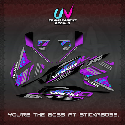 CLICK 125 V4 MALAY VARIO UV TRANSPARENT  DECALS (2026 VV12 DESIGN) STICKER KITS By STICKABOSS