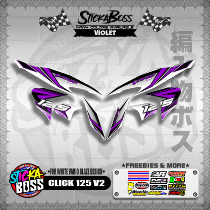 CLICK 125 V2 DECALS ( FOR WHITE VARIO BLAZE DESIGN )【WITH FREEBIES】