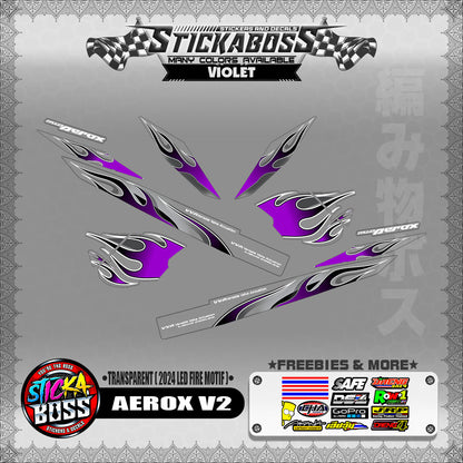 [ PREMIUM UV PRINT ] TRANSPARENT AEROX V2 DECALS ( 2024 LED FIRE MOTIF )【WITH FREEBIES】