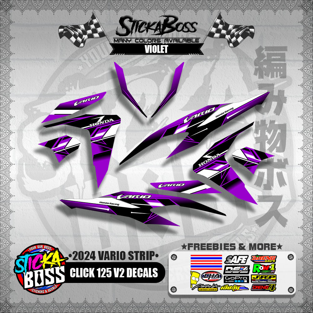 CLICK 125 V2 DECALS ( 2024 VARIO STRIP )【WITH FREEBIES】