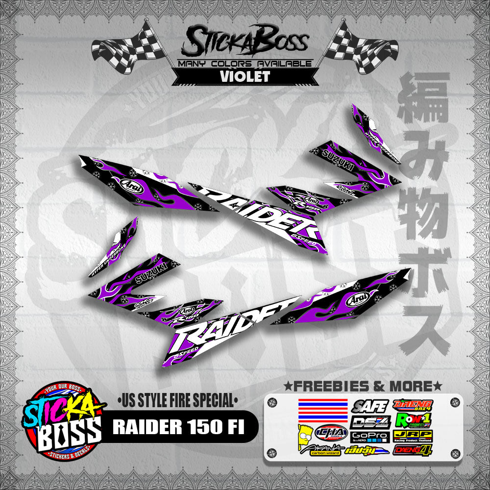RAIDER 150 FI DECALS ( US STYLE FIRE SPECIAL )【WITH FREEBIES】
