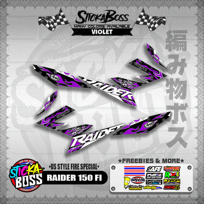RAIDER 150 FI DECALS ( US STYLE FIRE SPECIAL )【WITH FREEBIES】
