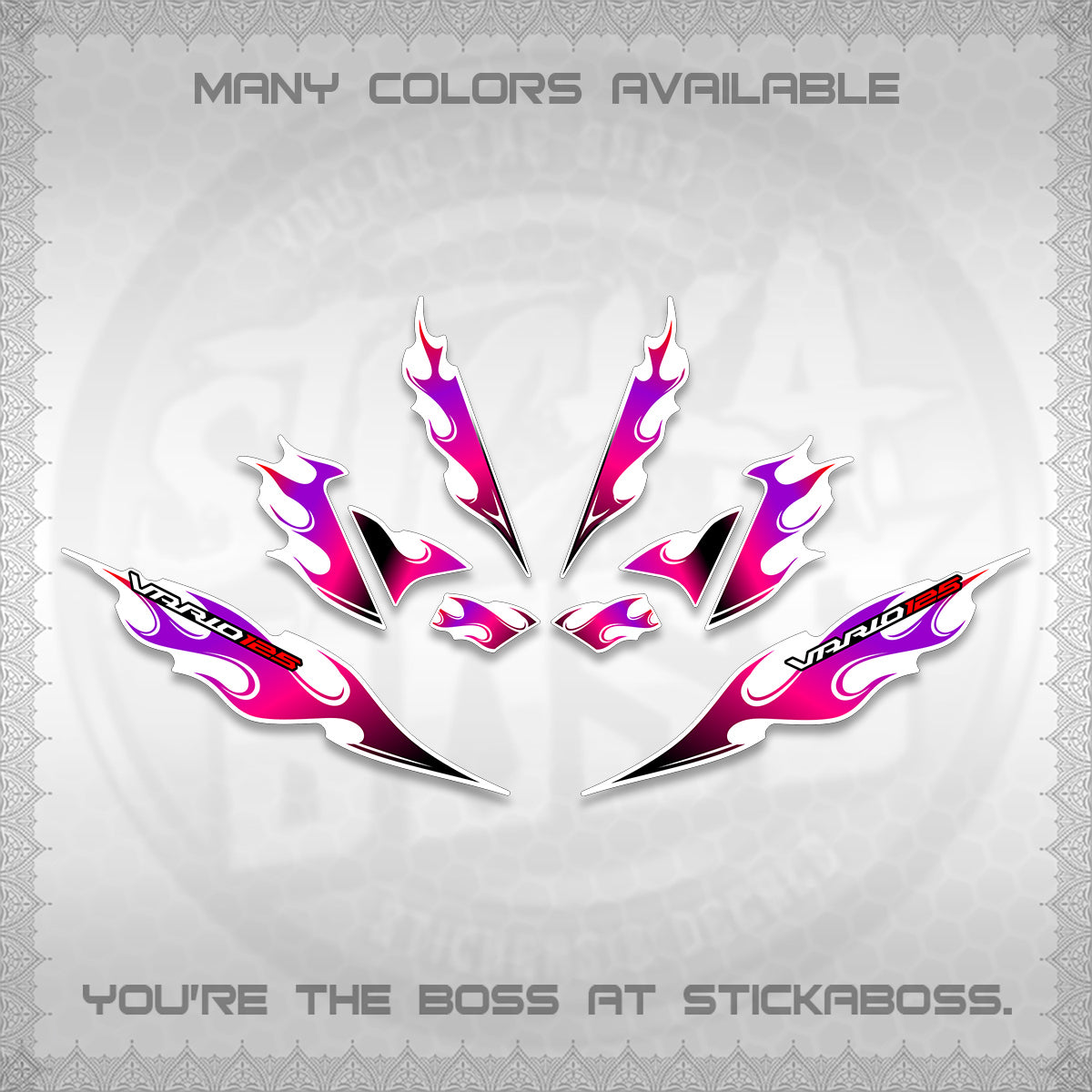 CLICK 125 V4 FOR WHITE VARIO DECALS (2026 MOTIF FLAME 2 TONE)STICKER DECALS By STICKABOSS