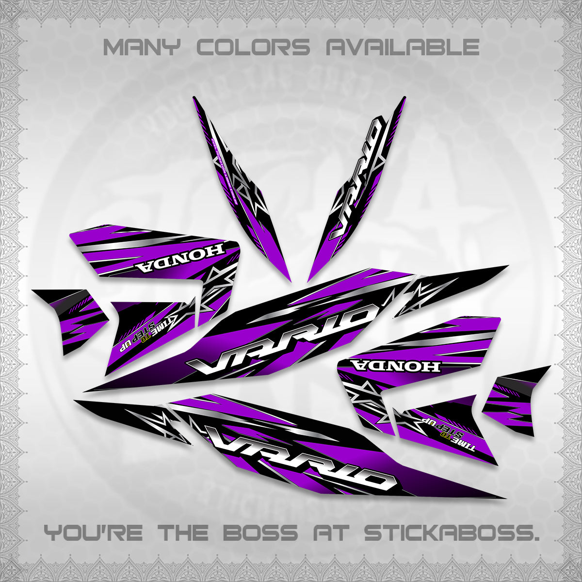 CLICK 125 V4 VARIO DECALS (2026 BLACK STAR DESIGN) STICKER DECALS By STICKABOSS