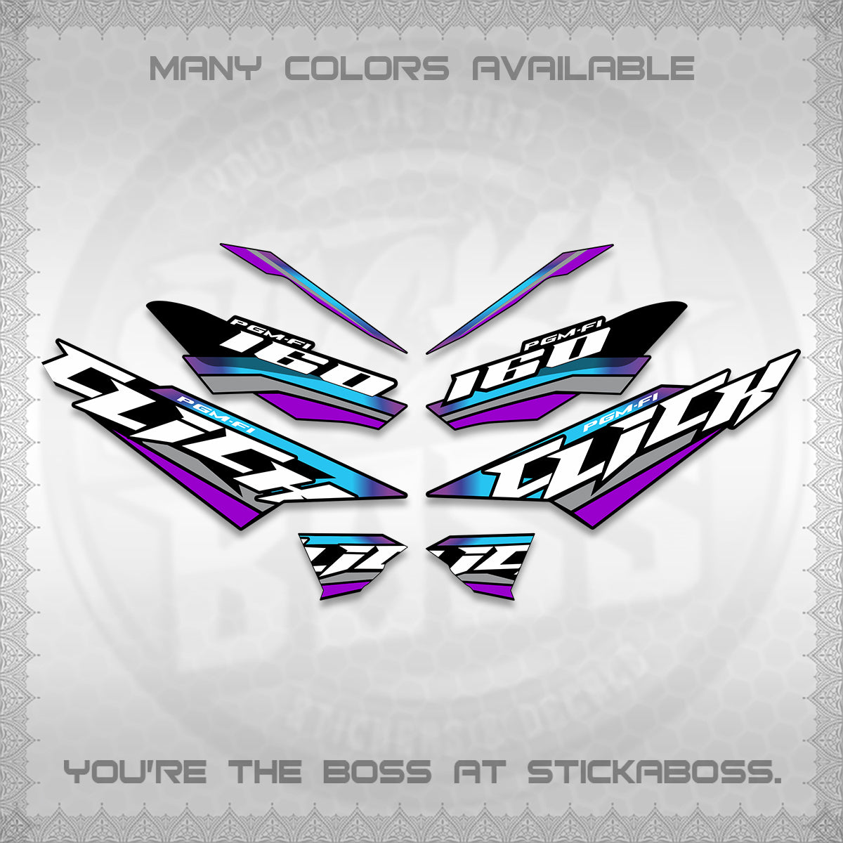 CLICK 160 STRIPING DECALS (SPORTS RACE STRIPES 01) STICKER KITS BY STICKABOSS