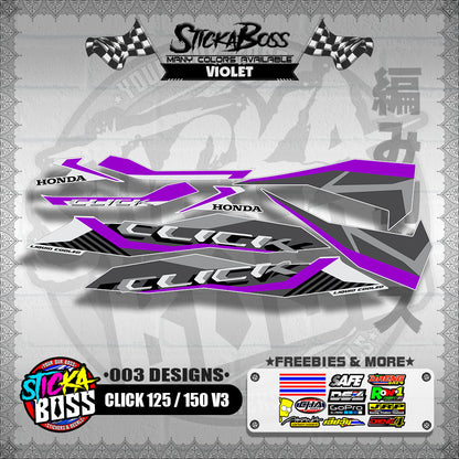 CLICK 125 / 150 V3 STOCK DECALS ( 003 DESIGNS )【WITH FREEBIES】