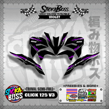CLICK 125 V3 DECALS ( TRIVAL SEMI-FULL )【WITH FREEBIES】