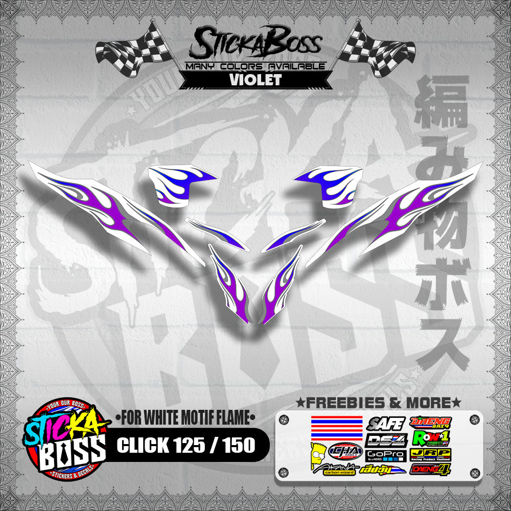 CLICK 125 / 150 V2 DECALS ( FOR WHITE MOTIF FLAME )【WITH FREEBIES】