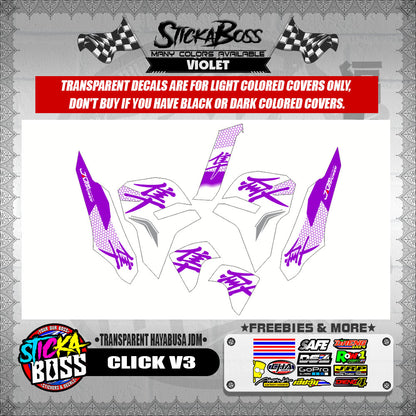 CLICK V3 DECALS ( TRANSPARENT HAYABUSA JDM )【WITH FREEBIES】