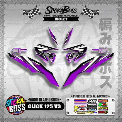 CLICK 125 V3 DECALS ( VARIO BLAZE DESIGN )【WITH FREEBIES】