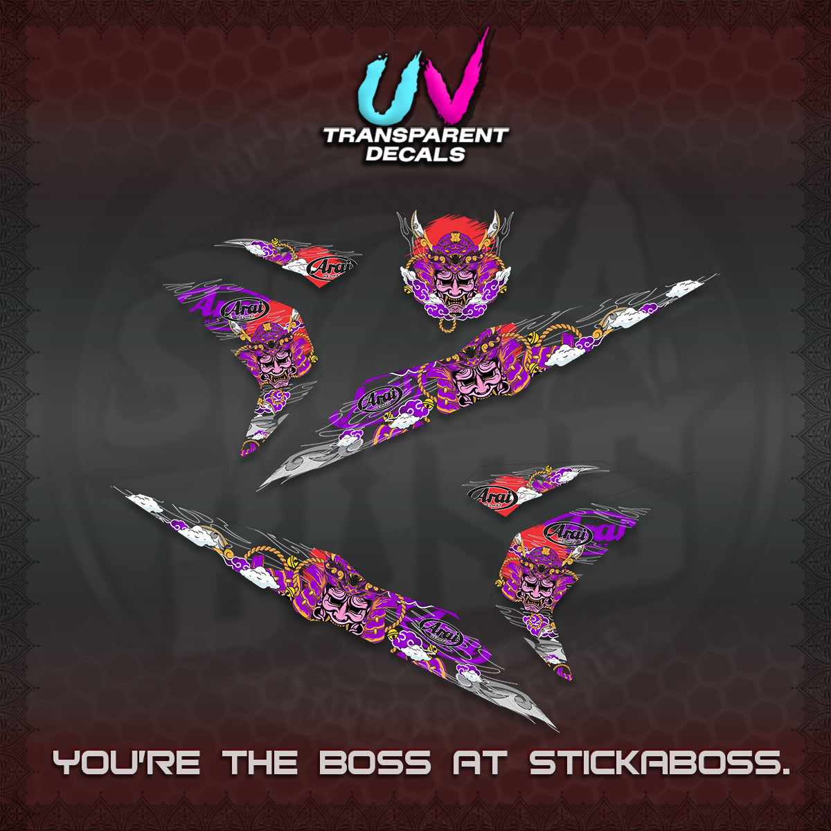 BEAT FI V2 INDO UV TRANSPARENT DECALS (2026 NEW SAMURAI MOTIF) STICKER KITS BY STICKABOSS