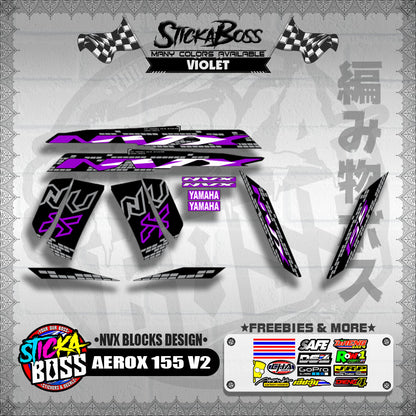 AEROX 155 V2 DECALS ( NVX BLOCKS DESIGN )【WITH FREEBIES】