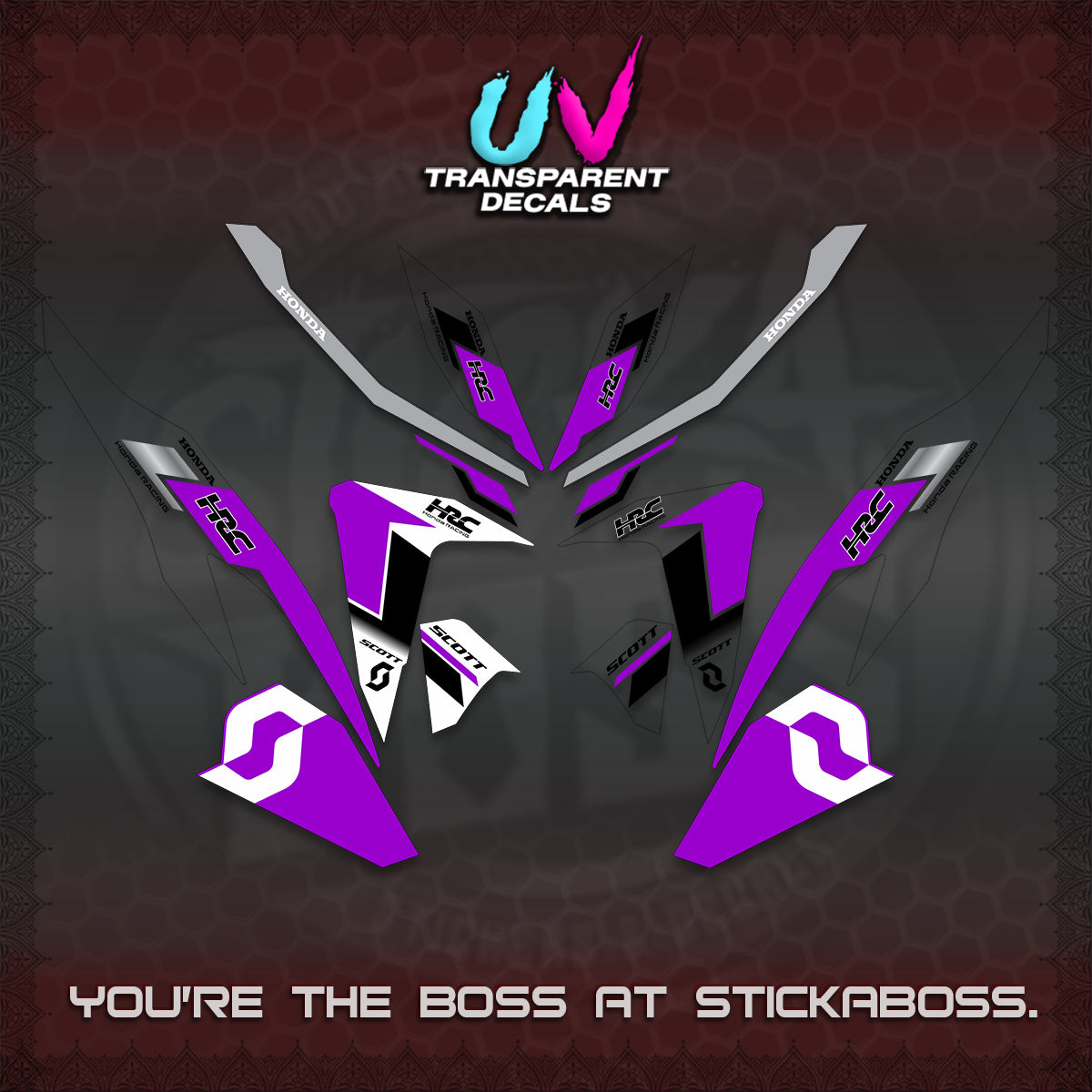 CLICK V2 UV TRANSPARENT DECALS (SCOTTxHRC DESIGN)STICKER KITS By STICKABOSS