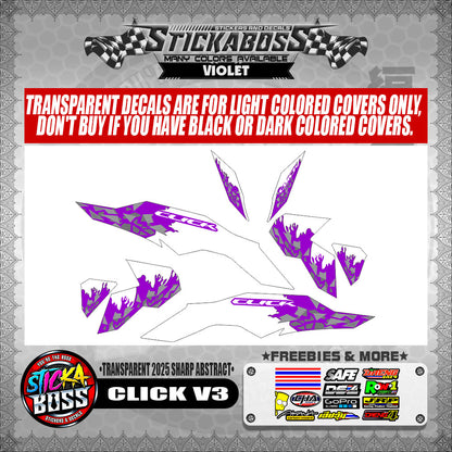 CLICK V3 INDO STICKER DECALS ( TRANSPARENT 2025 SHARP ABSTRACT )【WITH FREEBIES】