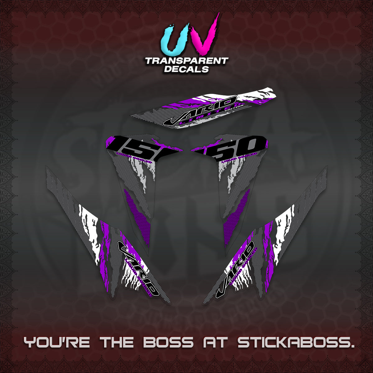 CLICK 150 V2 VARIO UV TRANSPARENT DECALS (2022 SPECIAL SPLASH DESIGN) STICKER KITS BY STICKABOSS
