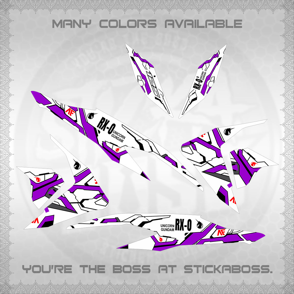CLICK V2 FOR WHITE VARIO DECALS (RX-O UNICORN GD)STICKER DECALS By STICKABOSS