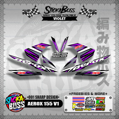AEROX 155 V1 DECALS ( 001 SHARP DESIGN )【WITH FREEBIES】