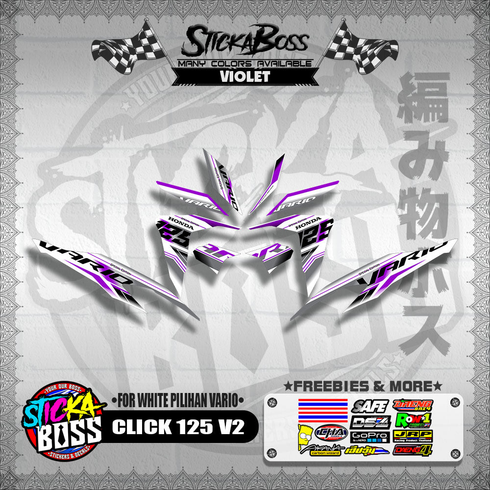 CLICK 125 V2 MALAYSIAN DECALS ( FOR WHITE PILIHAN VARIO )【WITH FREEBIES】