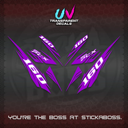 PCX 150 160 INDO UV TRANSPARENT DECALS (2026 NEW 08 DESIGN) STICKER DECALS By STICKABOSS