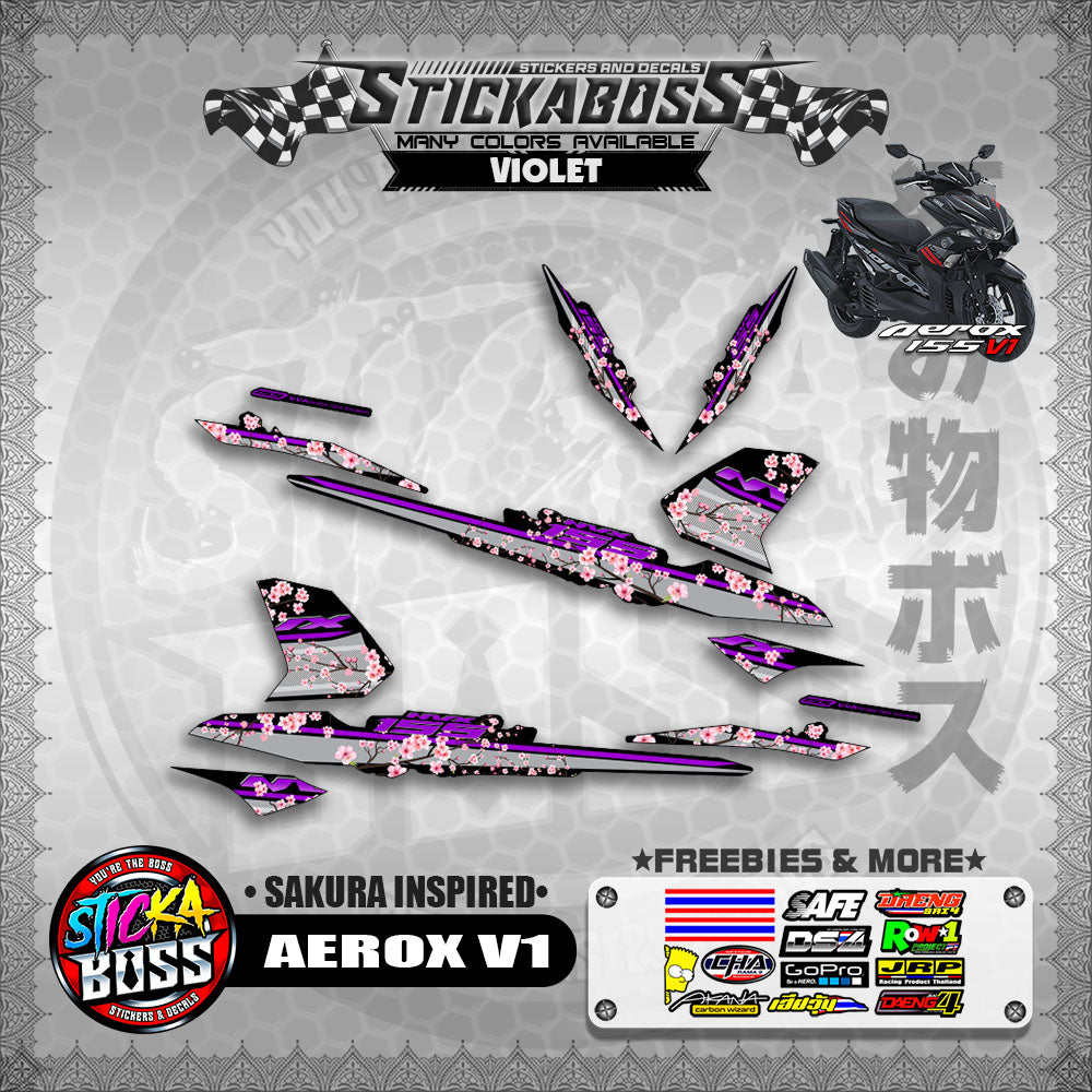 AEROX V1 STICKER DECALS ( SAKURA INSPIRED )【WITH FREEBIES】