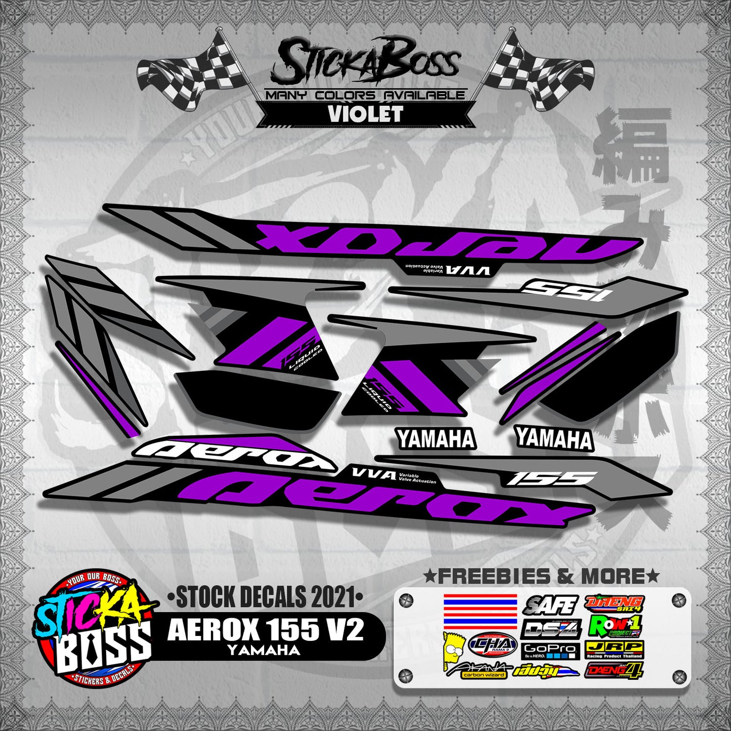 AEROX 155 V2  ( STOCK DECALS 2021 )【WITH FREEBIES】