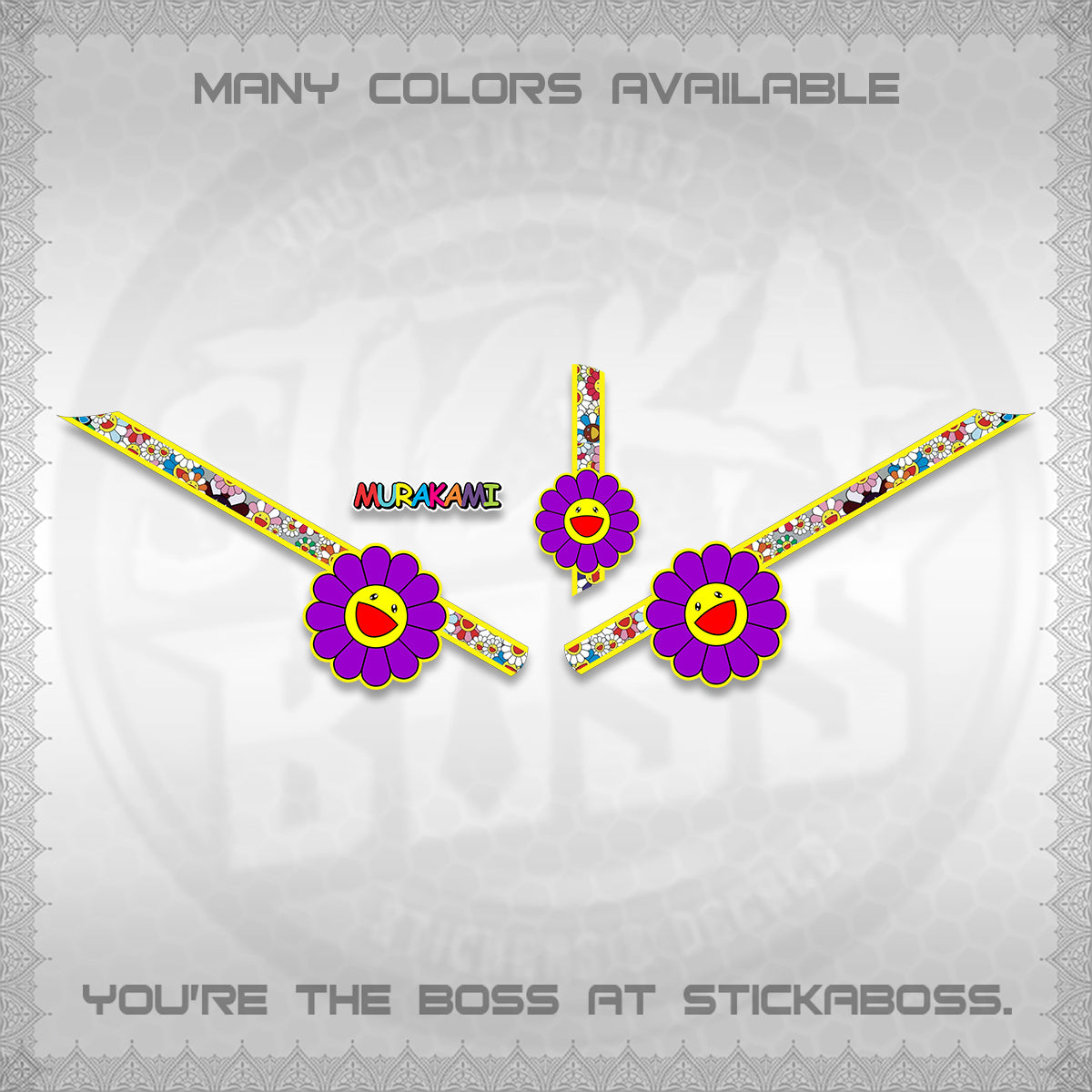 GIORNO 125 DECALS (MURAKAMI FLOWER DESIGN) STICKER DECALS BY STICKABOSS
