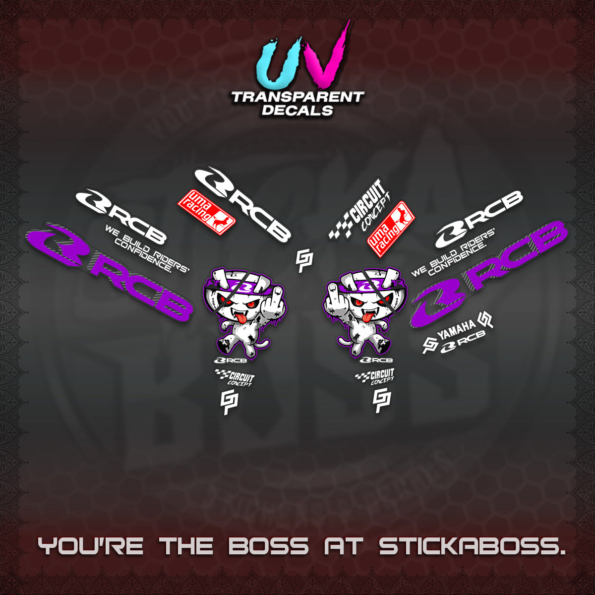 AEROX V2 UV TRANSPARENT DECALS (2026 RACE ZOMBIE DESIGN)STICKER DECALS By STICKABOSS