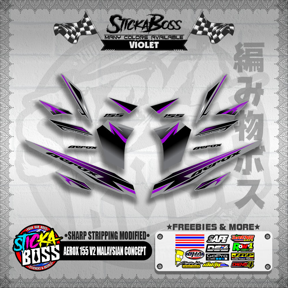 AEROX 155 V2 MALAYSIAN CONCEPT DECALS ( SHARP STRIPPING MODIFIED )【WITH FREEBIES】