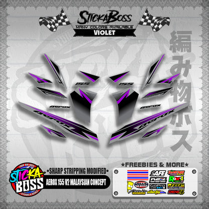AEROX 155 V2 MALAYSIAN CONCEPT DECALS ( SHARP STRIPPING MODIFIED )【WITH FREEBIES】