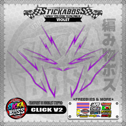 【PREMIUM UV PRINT】TRANSPARENT CLICK V2 STICKER DECALS ( 001 MINIMALIST STRIPPING )【WITH FREEBIES】