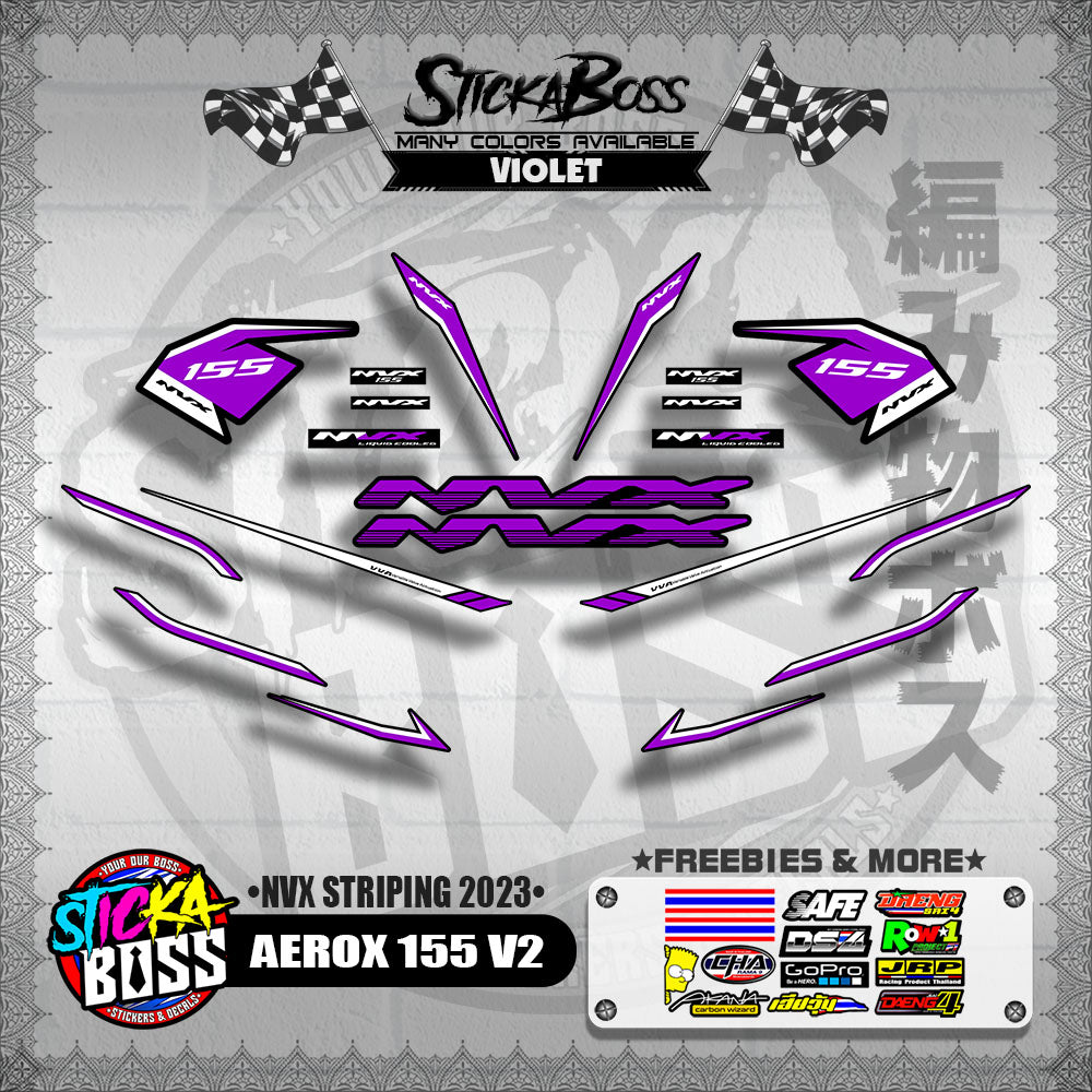 AEROX 155 V2 DECALS ( NVX STRIPING 2023 )【WITH FREEBIES】