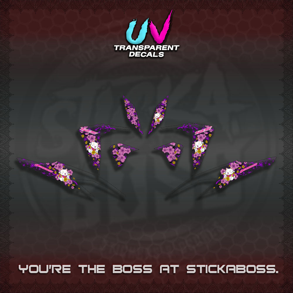 【PREMIUM UV PRINT】TRANSPARENT  CLICK 125 V2 DECALS (LUCKY CAT SAKURA STRIPING)By STICKABOSS