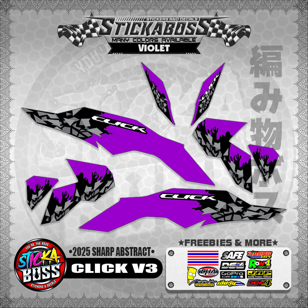 CLICK V3 INDO STICKER DECALS ( 2025 SHARP ABSTRACT  )【WITH FREEBIES】